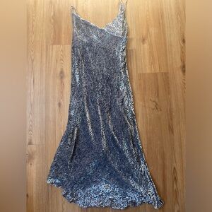 Vintage paisley velvet asymmetric midi dress, size Small